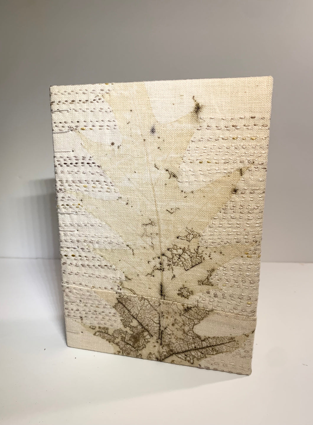 Memory book - running stitch with oak leaf print