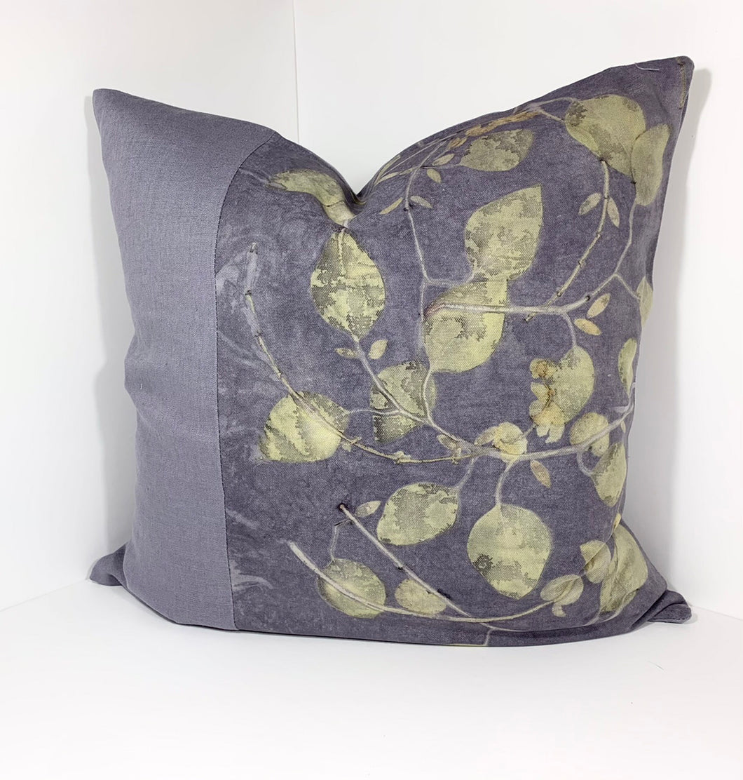 Tangled Eucalyptus - Linen cushion cover.  18 inch square.