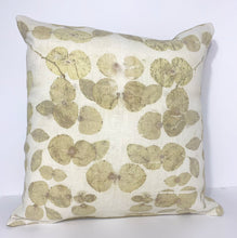 Load image into Gallery viewer, Eucalyptus mirror print pillow. 14 inch square. Yellow.
